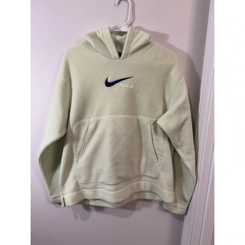 Vintage Y2K Nike Center Swoosh Fleece Hoodie Women's Small Lime Green